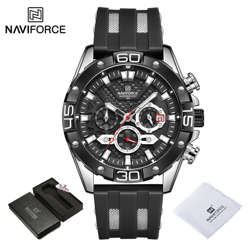 New Luxury Watches for Men Fashion Silicone Strap Military Waterproof Sport Chronograph Quartz WristWatch Clock With Date