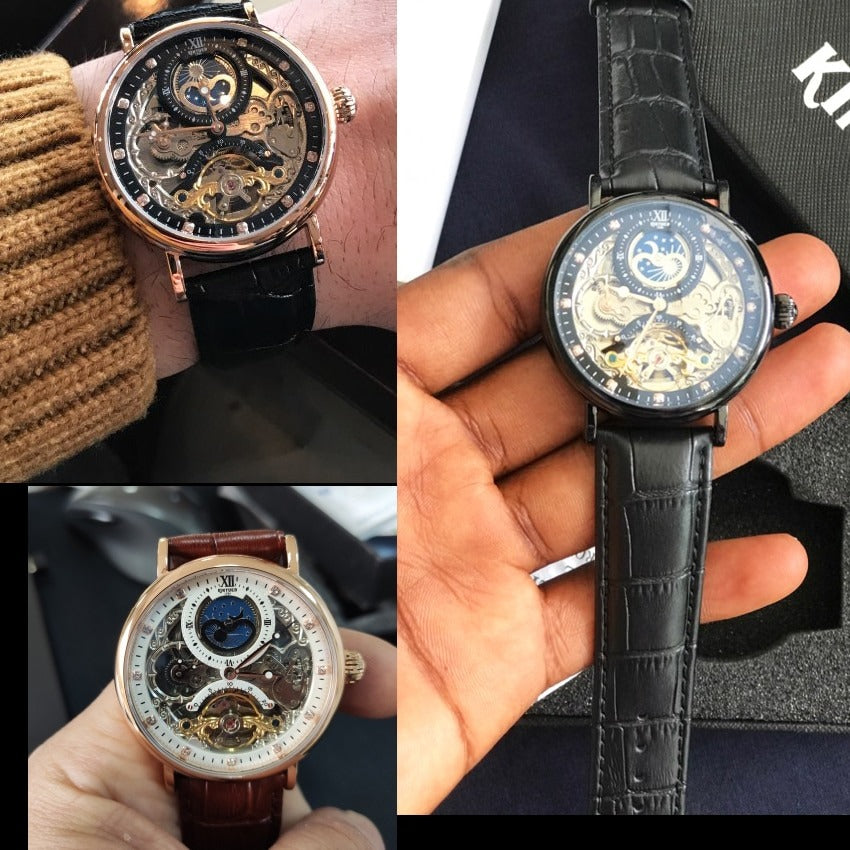 New Men Mechanical Skeleton Watches Automatic Watch Men Tourbillon Sport Clock Casual Business Moon Wrist Watch