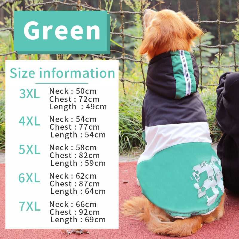 Big Dog clothes Large Dog Coat Purple Warm Cotton-padded Two Feet Clothes Thicken Hoodie coat jacket Dog Clothes Green, 3XL