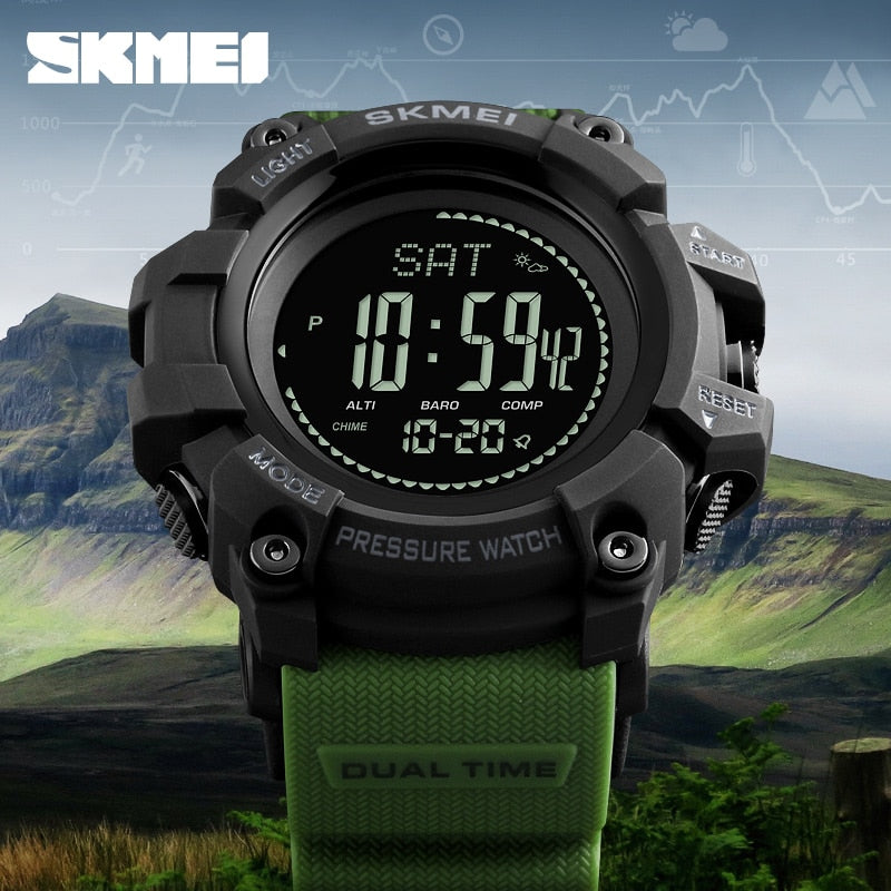 Weather Forecast Barometer Thermometer Electronic Watch Adventure Feld Outdoor Compass Sport Waterproof Men Watch 1358