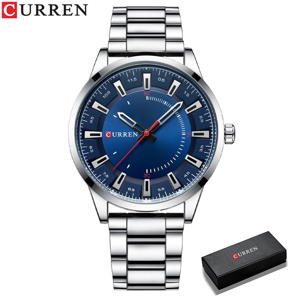 Simple Style Men Watches Quartz Wristwatches Stainless Steel Band Clock Male