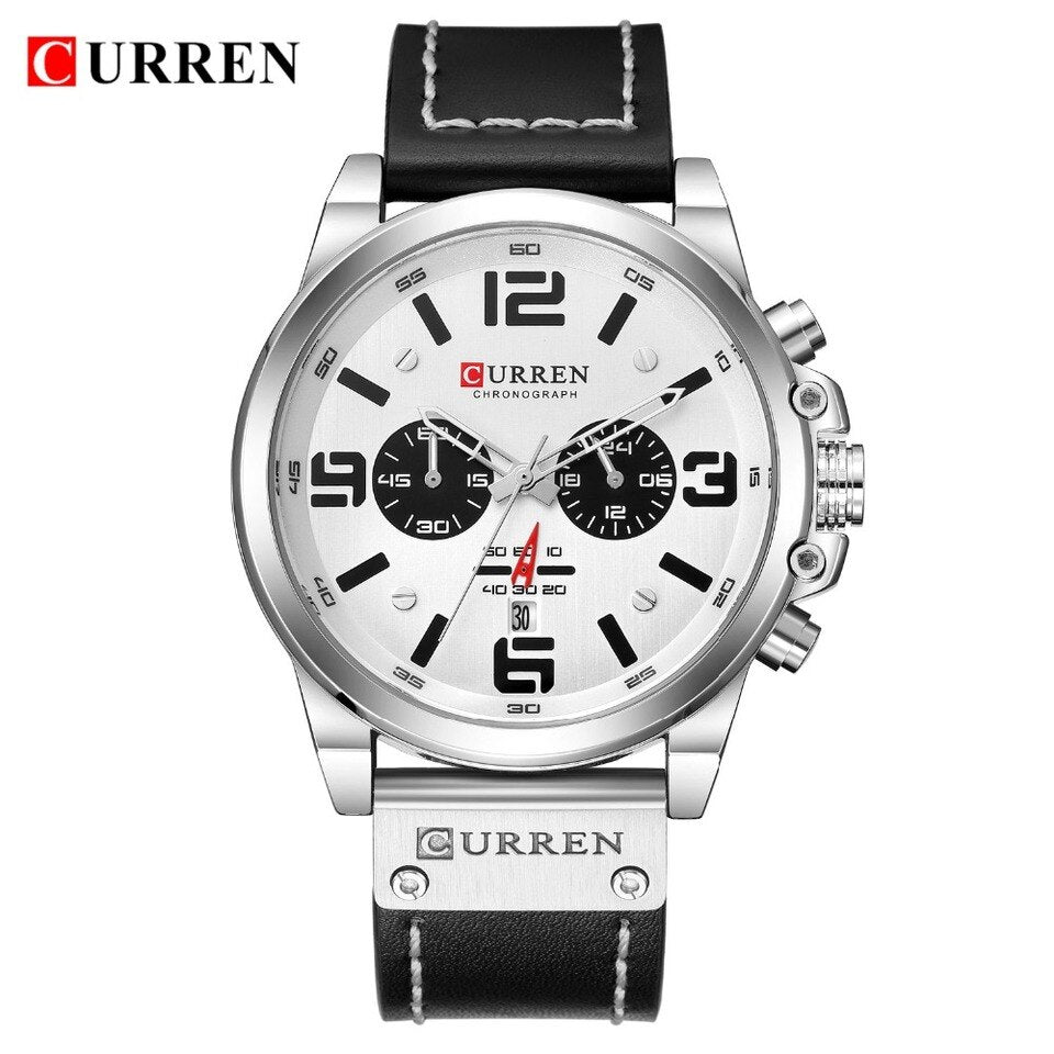 Watch For Men Top Brand Luxury CURREN Fashion Leather Quartz Men Watches Date Business Sport Male Wristwatch Clock Montre Homme Pink