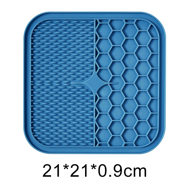 Lick Pad for Dog Cat Slower Feeder Licky Mat for Puppy Kitten Silicone Dispenser Pet Feeding Licking Mat Bathing Distraction Pad Blue 21x21x0.9cm