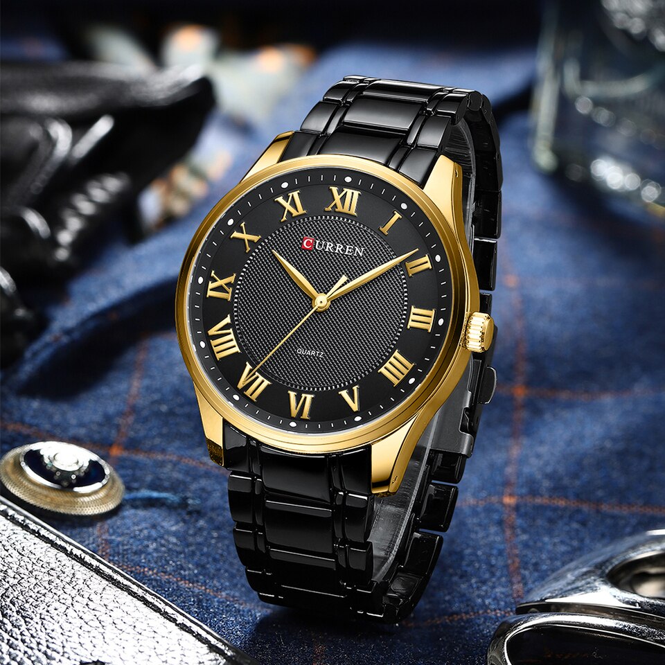 Classic Casual Watch for Men with Stainless Steel Band Simple Quartz Wristwatches with Rome Numbers for Business Man