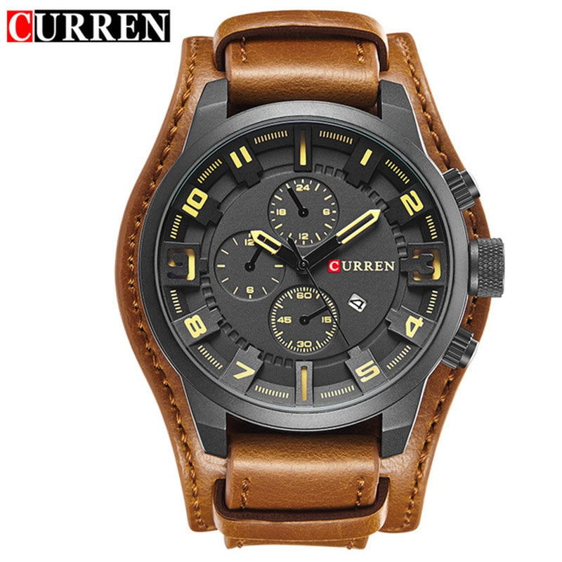 New Men Watches Top Brand Luxury Casual Business Quartz Watch Date Waterproof Wristwatch Hodinky Relogio Masculino black yellow