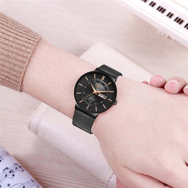 Women Watches Top Brand Luxury Ultra Thin Bracelet Wrist Watch Female Mesh Strap Waterproof Quartz Clock Relogio Femininos