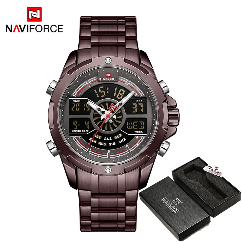 Luxury Original Watches For Men Digital Chronograph Fashion Sport Quartz Wrist Watch Stainless Steel Waterproof Clock