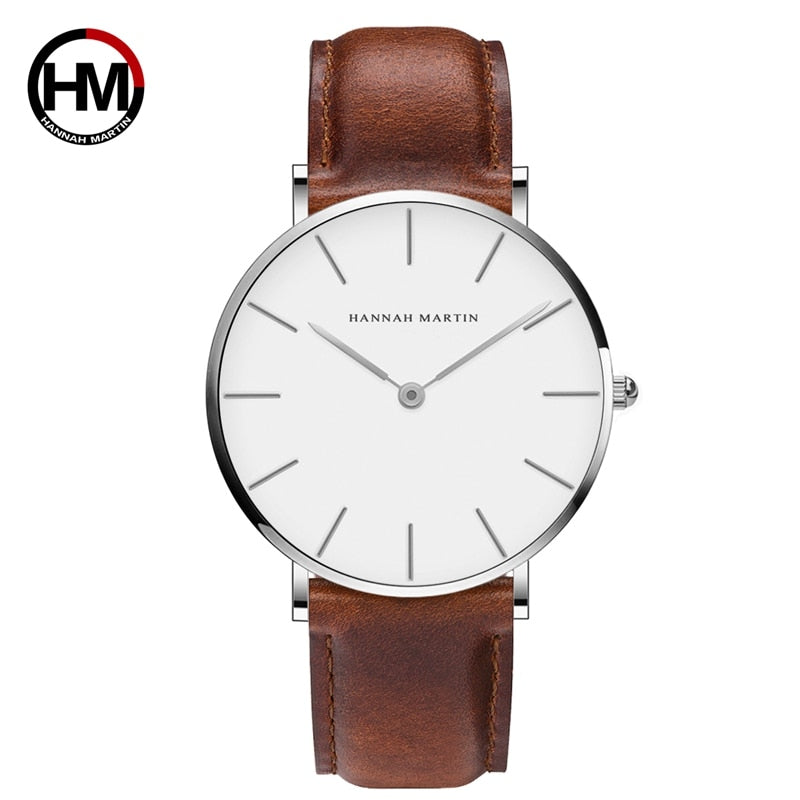 High Quality Rose Gold Dial Watch Men Leather Waterproof Wristwatch Women Dress Fashion Japan Quartz Movement Saat