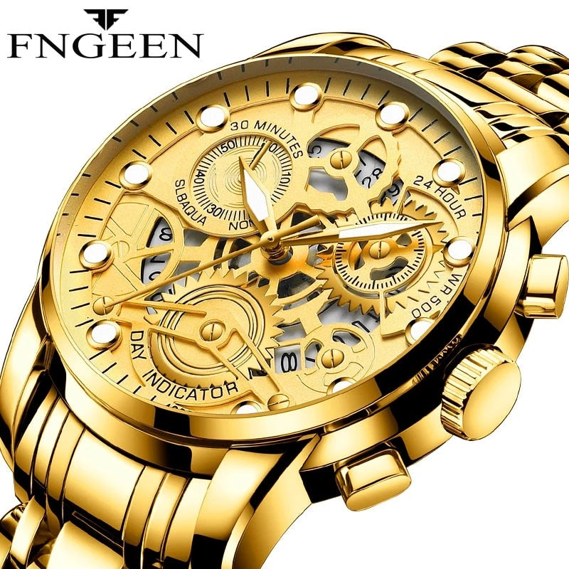 Watch Men Skeleton Automatic Quartz Watch Gold Skeleton Vintage Man Watchwrist watches for men