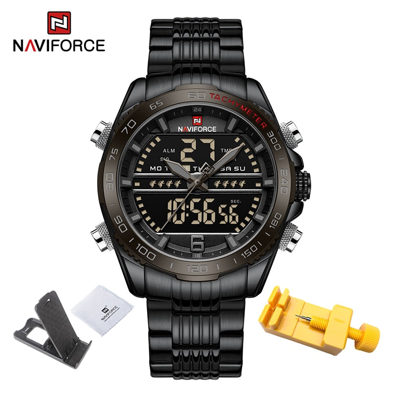 Sport Men Wrist Watch Digital Waterproof Quartz Chronograph Stainless Steel Clock Male Relogio Masculino