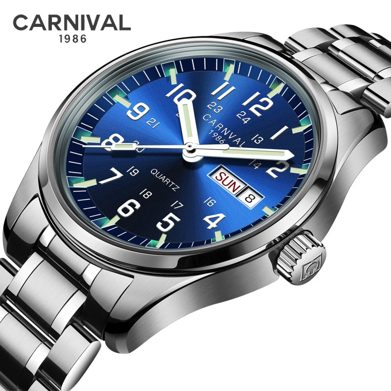 Luxury Brand Watch Men Quartz Watches Luminous Hands Waterproof Solid Stainless Steel Men Clock Relogio Masculino