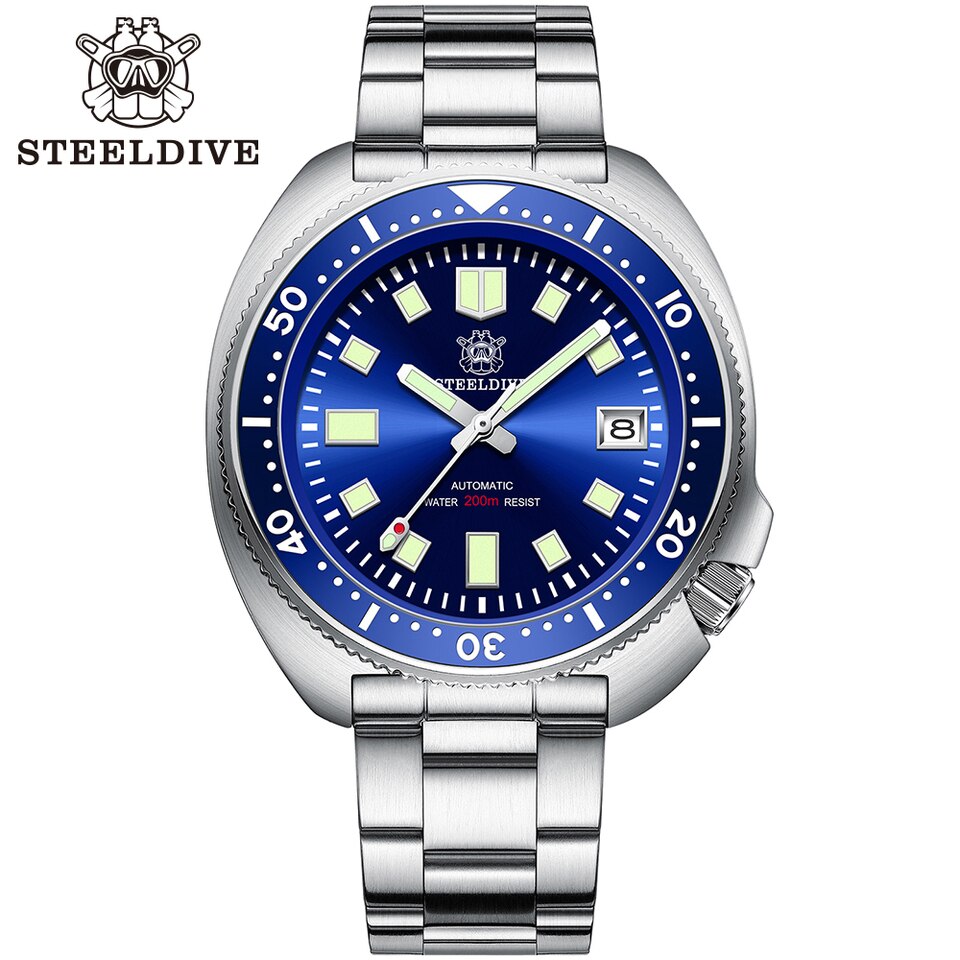 New Men SD1970 SteelDive Mechanical Watch Brand 44MM Men NH35 Dive Watch with Ceramic Bezel Watch