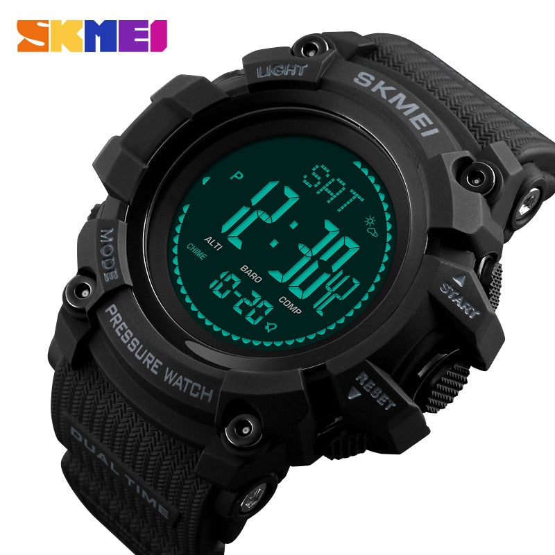 Weather Forecast Barometer Thermometer Electronic Watch Adventure Feld Outdoor Compass Sport Waterproof Men Watch 1358