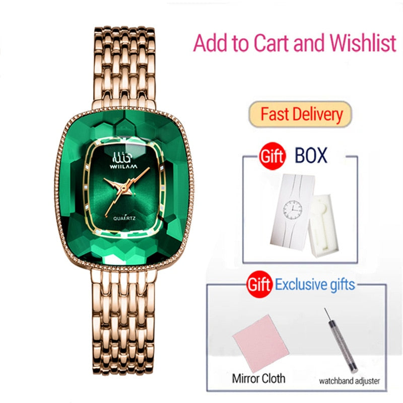 Green Diamond Style Luxury Women Quartz Watch Creative Unique Ladies Wrist Watch For Female Clock relogio feminino green with box