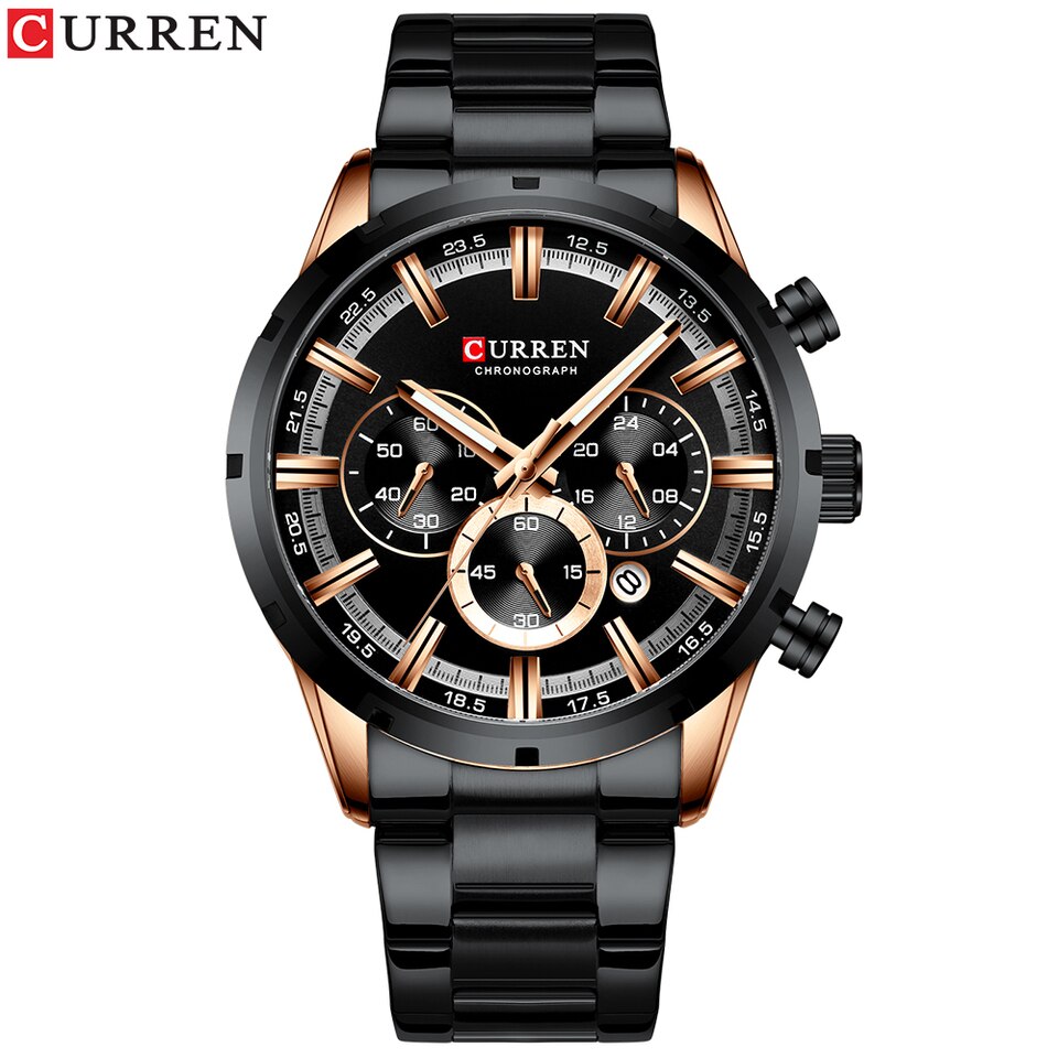 New Men Watches Top Brand Luxury Wrist Watch Quartz Clock Watch Men Waterproof Chronograph black