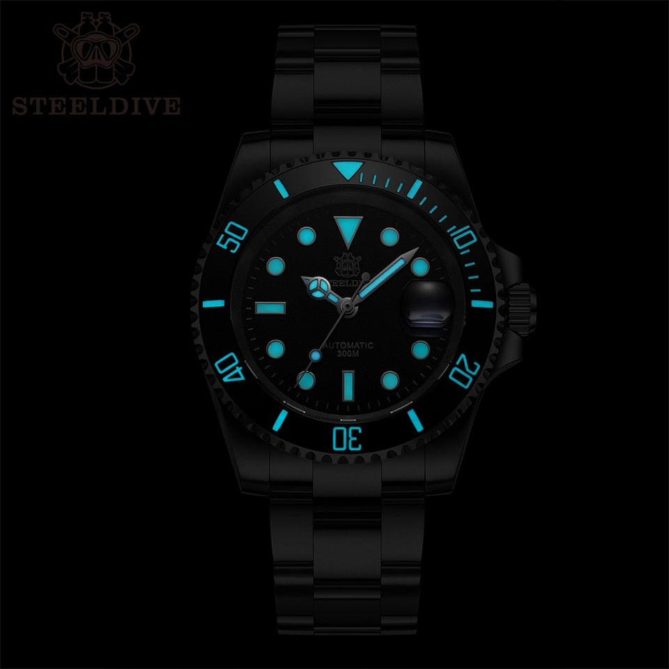 STEELDIVE SD1953 Black Dial Green Ceramic Bezel NH35 Automatic Watch 300M Waterproof Sapphire Glass Men Dive Watches