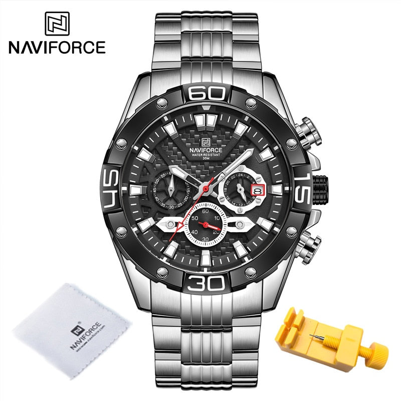 New Watches For Men Luxury Original Classic Quartz Clock Analog Chronograph Sport Waterproof Steel Band WristWatch