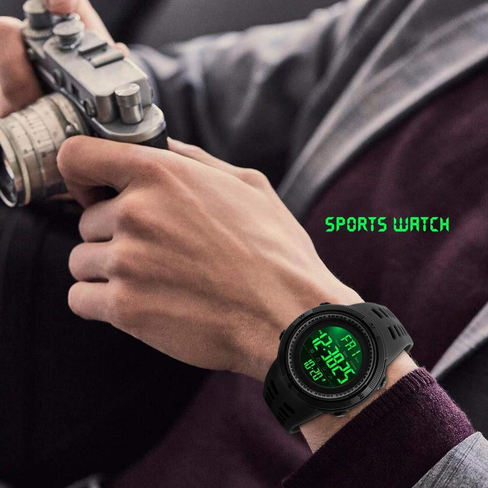 Chrono Digital Watches Mens Sport Countdown Wristwatches Men 2 time Alarm Clock Watches Male reloj hombre 1251