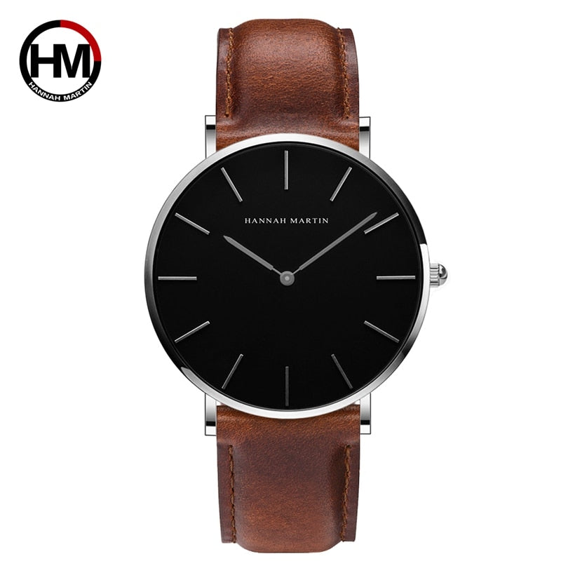 High Quality Rose Gold Dial Watch Men Leather Waterproof Wristwatch Women Dress Fashion Japan Quartz Movement Saat