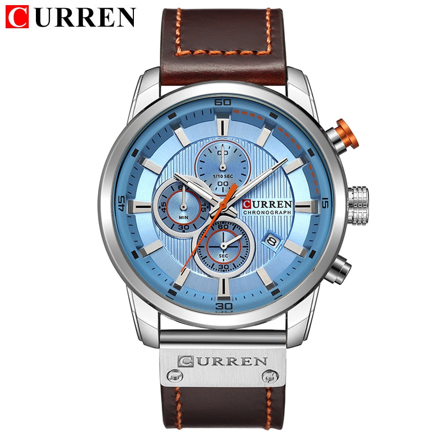 New Men Watches Top Brand Luxury Male Clock Chronograph Sport Mens Wrist Watch Hodinky Relogio Masculino silver blue