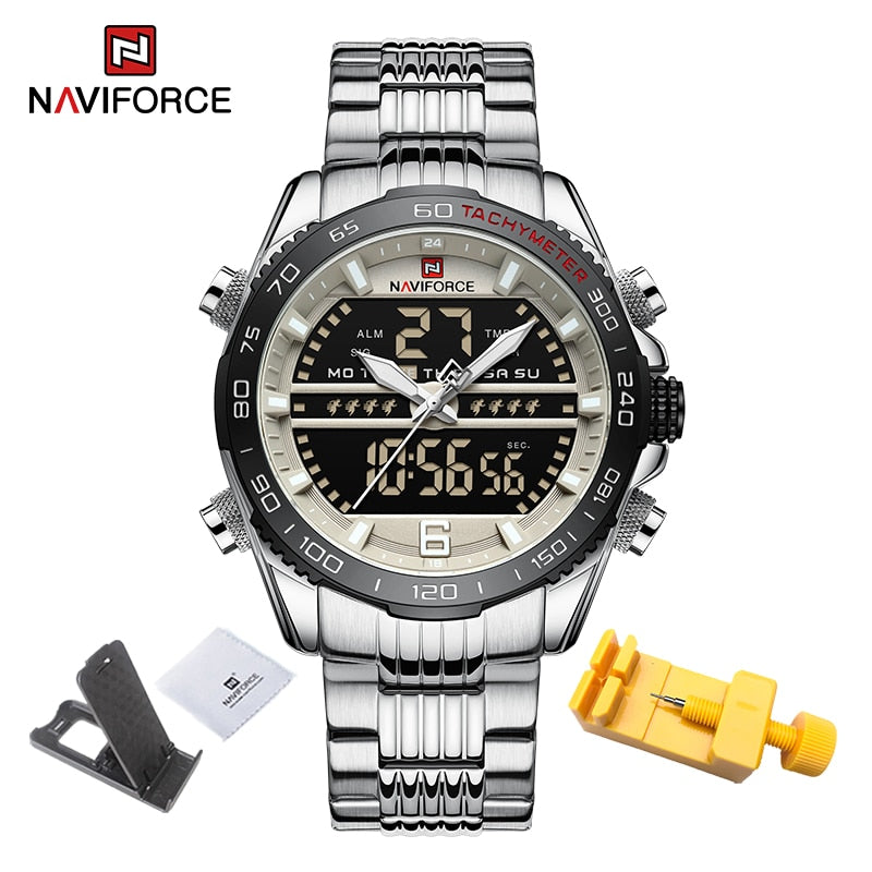 Sport Men Wrist Watch Digital Waterproof Quartz Chronograph Stainless Steel Clock Male Relogio Masculino