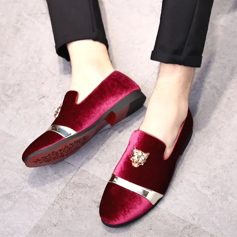 Men dress shoes Wedding Party shoes Loafers Fashion Tiger Gold metal Men Flats factory wholesale dropshiping ST359