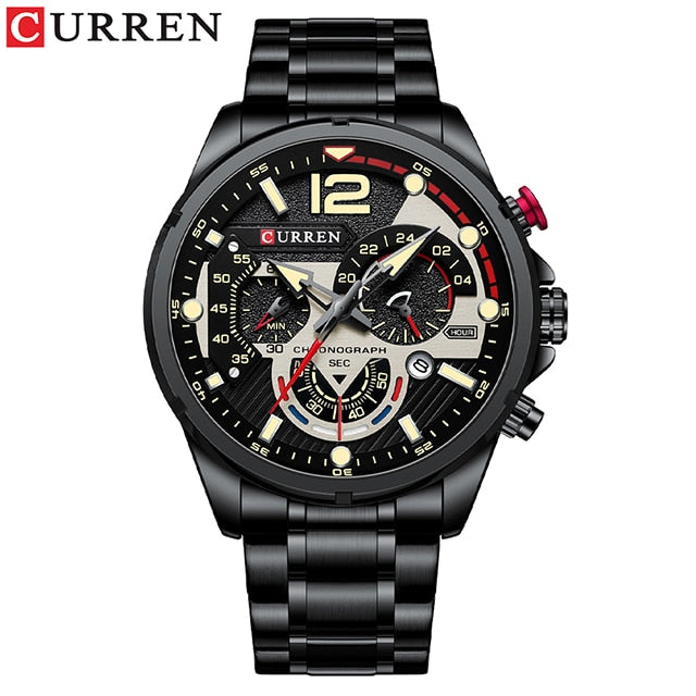 Casual Business Chronograph Waterproof Stainless Steel Watch Mens New Luxury Fashion Quartz Men Watches