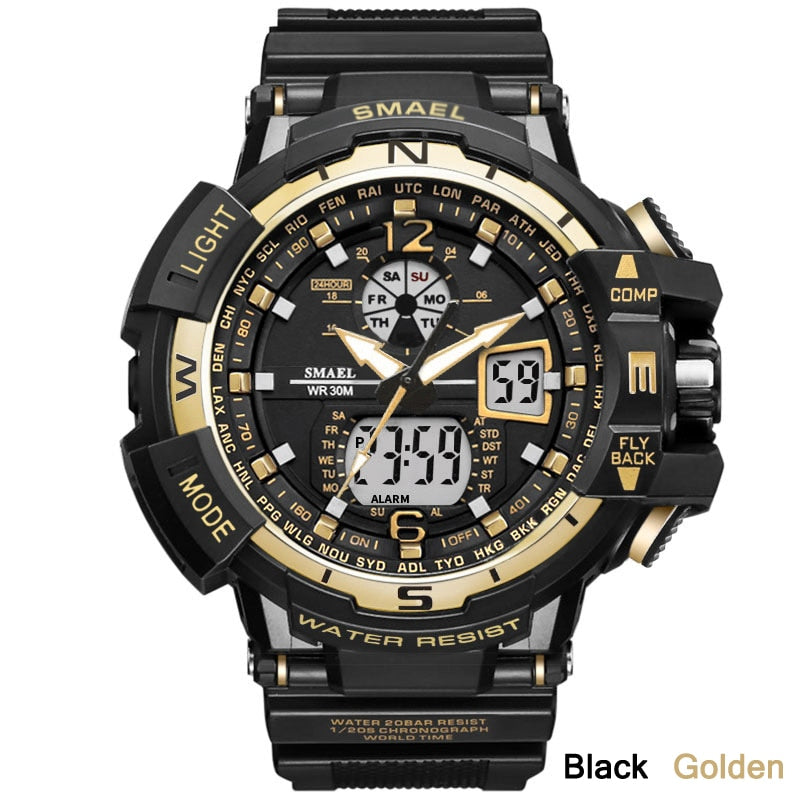 Sport Watch Men Big Dial LED Digital Quartz Wrist Watches Men Brand Luxury Digital-watch Military Army Clock Male Black Golden, China