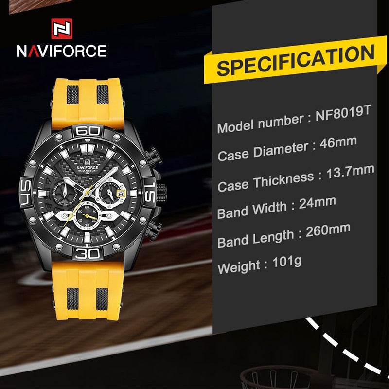 New Luxury Watches for Men Fashion Silicone Strap Military Waterproof Sport Chronograph Quartz WristWatch Clock With Date