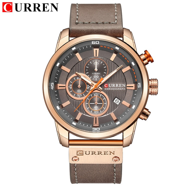 Top Brand Luxury Chronograph Quartz Watch Men Sports Watches Military Army Male Wrist Watch Clock CURREN relogio masculino rose gray