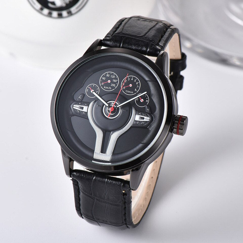 Creative Natrual style Classic precision Fashion Men Quartz watch 3D Racing tire Free Stainless Strap Clock Casual Sports