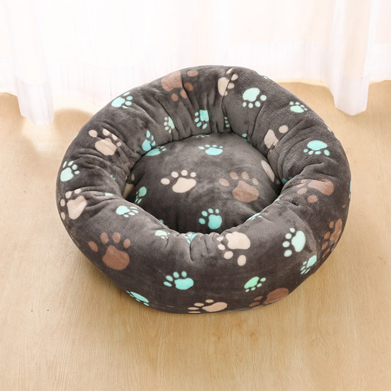 Dog Bed Super Soft Washable Long Plush Pet Kennel Deep Sleep Dog House Velvet Mats Sofa For Dog Basket Pet Cat Bed Drop shipping Grey Foot, 40CM