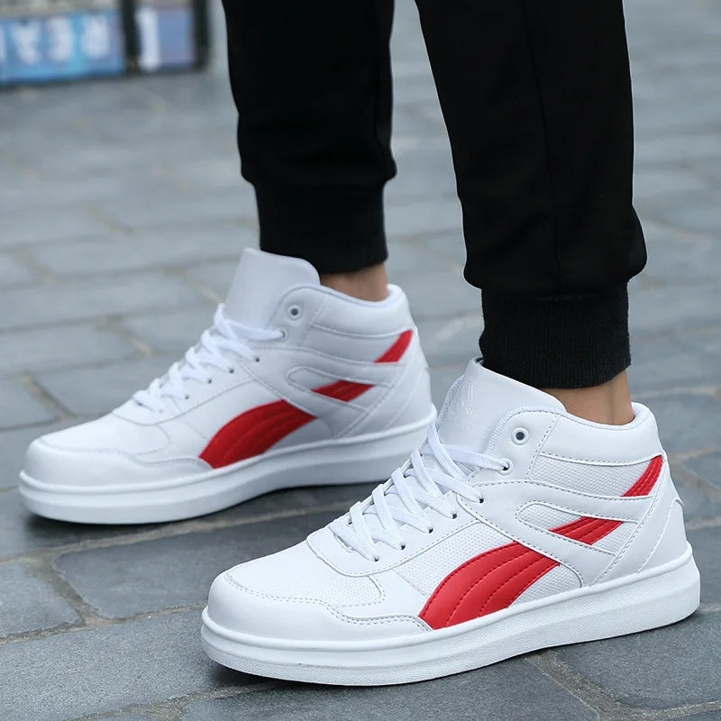 Trendy Brand Couples Skateboard Sneakers Leather High Top Mens White Casual Shoes Platform Anti-slip Male Casual Sneakers