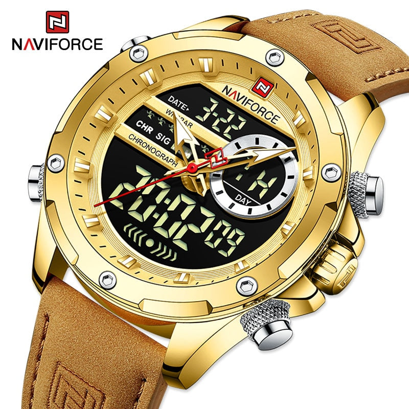 Luxury Brand Original Watches For Men Casual Sports Chronograph Alarm Quartz Wrist Watch Leather Waterproof Clock 9163