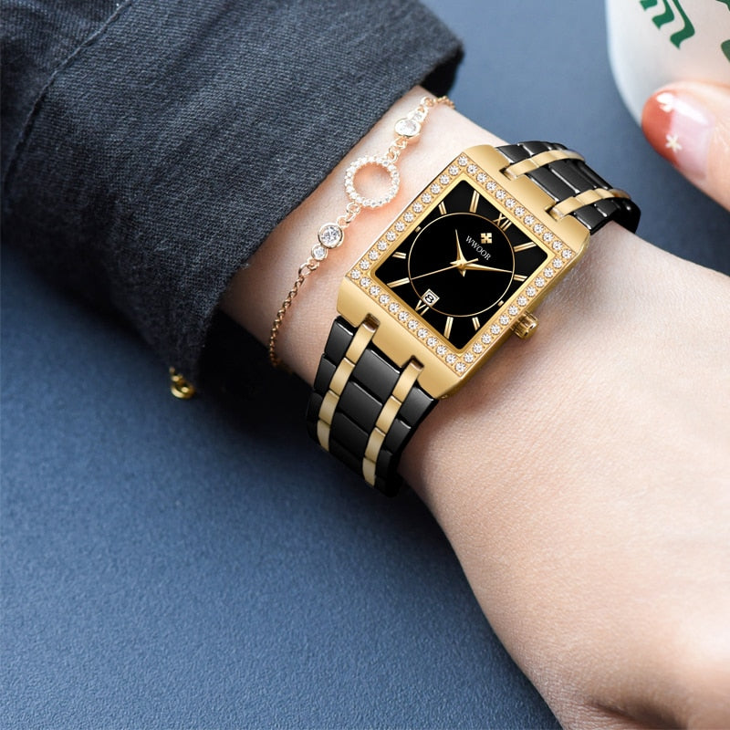 New Fashion Ladies Diamond Watch Top Brand Luxury Square Wrist Watch Simple Women Dress Small Watch Relogio Feminino