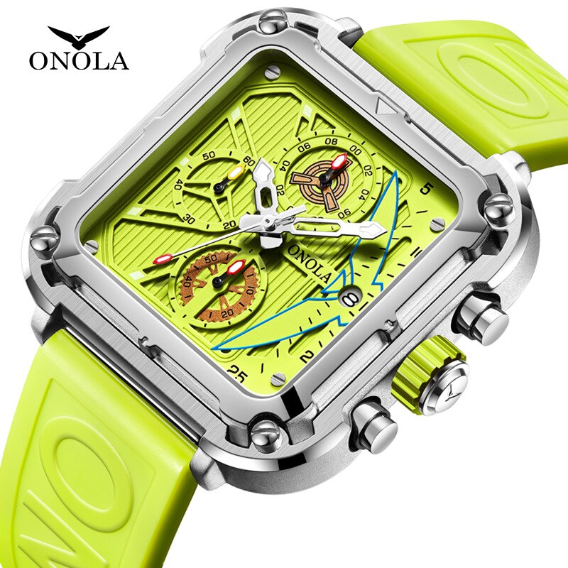 Men Unique Square Design Luxury Quartz Sports Tape Watches Men Waterproof