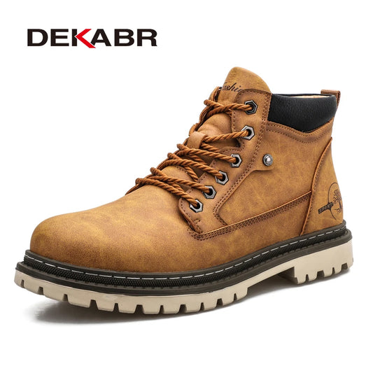 Casual Work Shoes For Men Autumn Winter Warm Fur Plus Retro Boots Wear-Resistant Leisure Comfort Vintage Style Boots Men