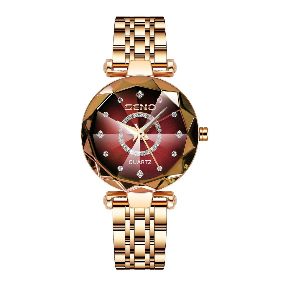 Star Steel Band Women Watch Fashion Crystal Ladies Quartz Relogio Feminino Female Montre Reloj Mujer Zegarek Red