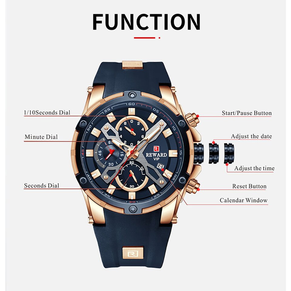 Men Watches Blue Waterproof Top Luxury Brand Chronograph Sport Watch Quartz For Men Wristwatch Military Male