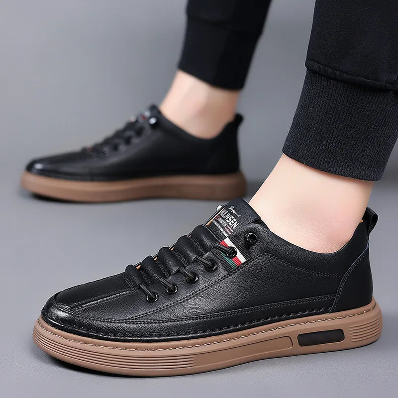 Men's shoes spring and autumn style versatile men's casual shoes board shoes leather soft sole breathable leather