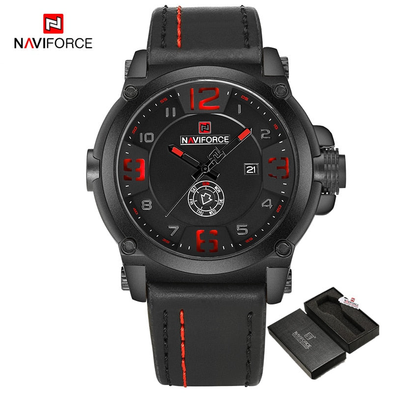 New Men Sports Military Quartz Watch Man Analog Date Clock Leather Strap Wristwatch Relogio Masculino BRB BOX