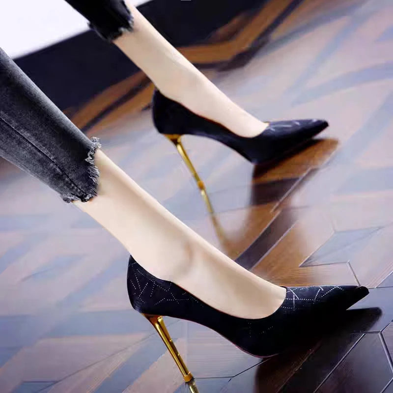 High Heels Female Fine With New Champagne Color Banquet Pointed Shallow Mouth Single Shoes Female