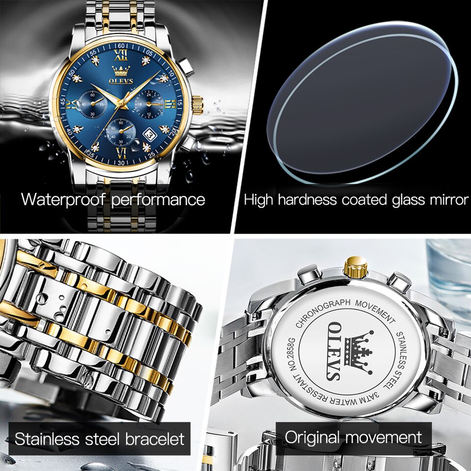 Luxury Watch for Men Stainless Steel Waterproof Quartz Men Watches Business Style Men Watches Luxury Original