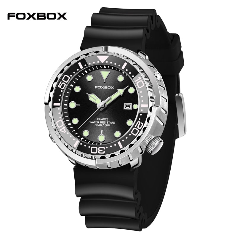 Men Watch 50M Waterproof Luminous Sport Wristwatches Rotating Bezel Quartz Watches with Auto Date Relogio Masculino Black, China