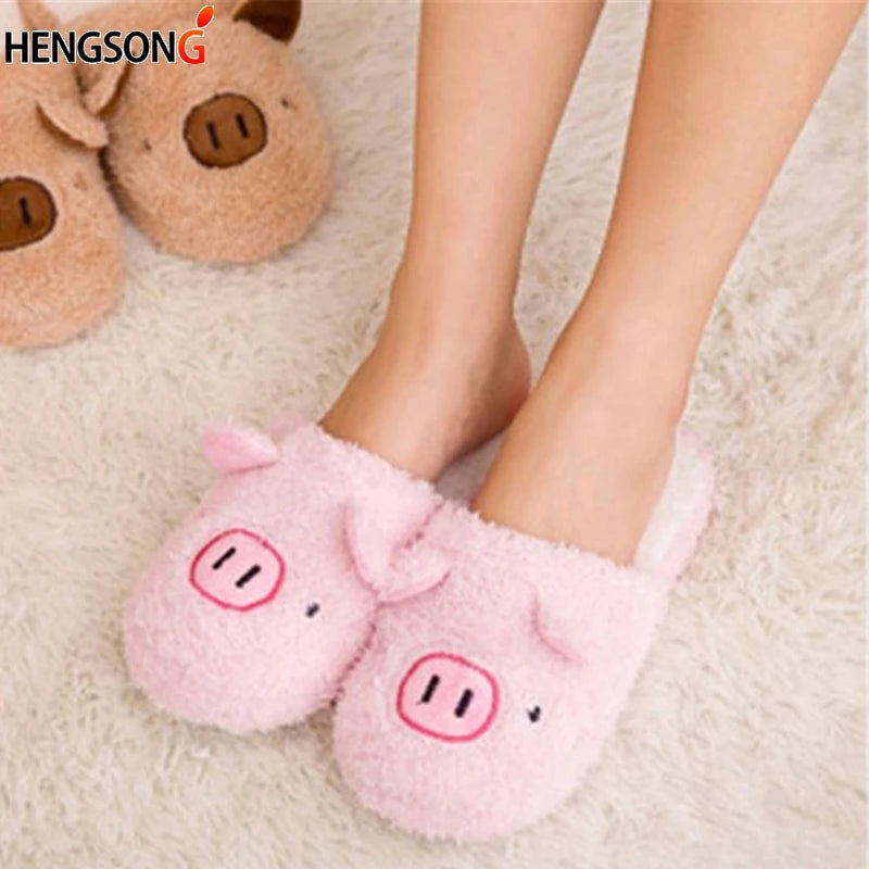 Winter Women's Slipper Home Shoes For Women Chinelos Pantufas Adulto Fashion Lovely Bear Pig Indoor House Slippers