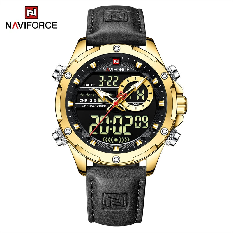 Luxury Brand Original Watches For Men Casual Sports Chronograph Alarm Quartz Wrist Watch Leather Waterproof Clock 9163