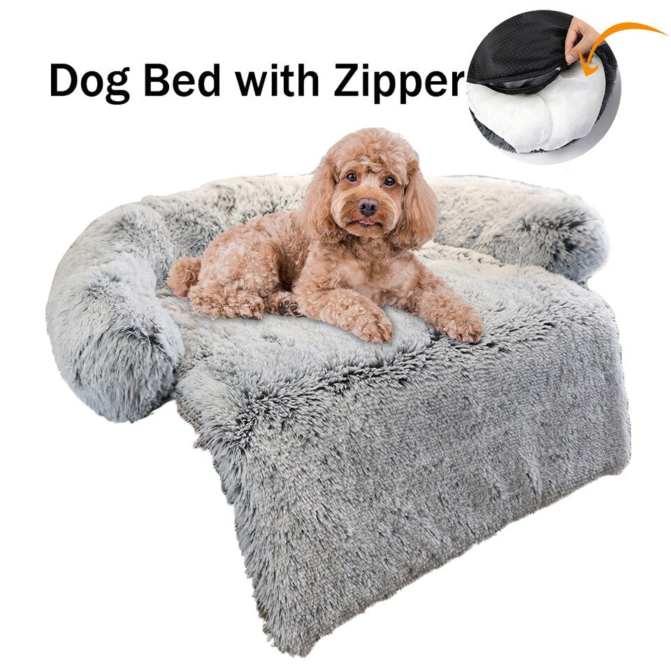 Super Large Dog Bed Round Washable Pets Bed Winter Warm Sleeping Plush Dog Kennel Cat Mats Puppy Cushion Mat Dog Cat Supplies 3028 zipper grey, XS