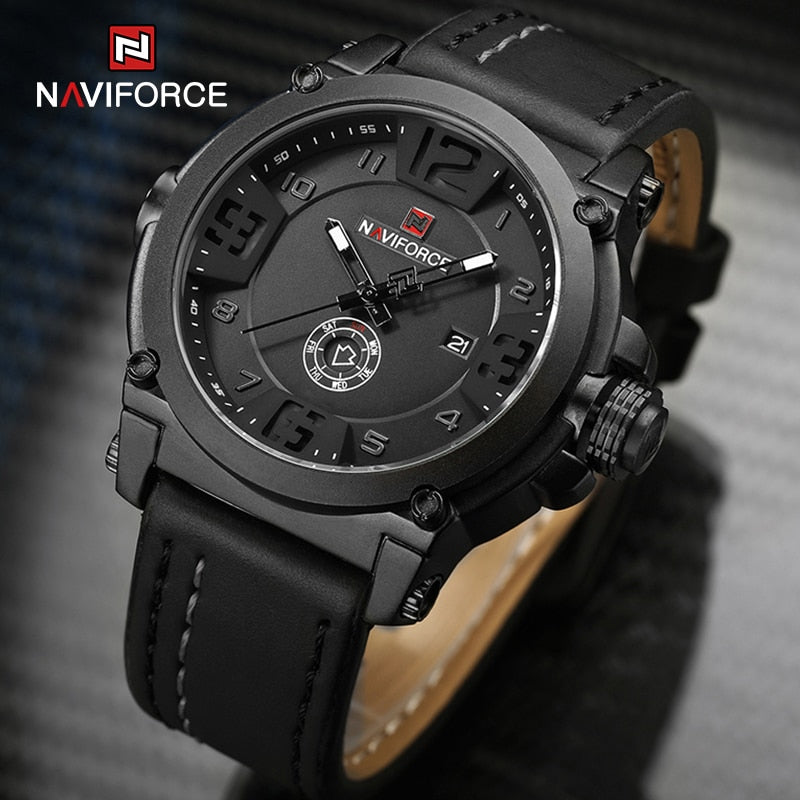 New Men Sports Military Quartz Watch Man Analog Date Clock Leather Strap Wristwatch Relogio Masculino