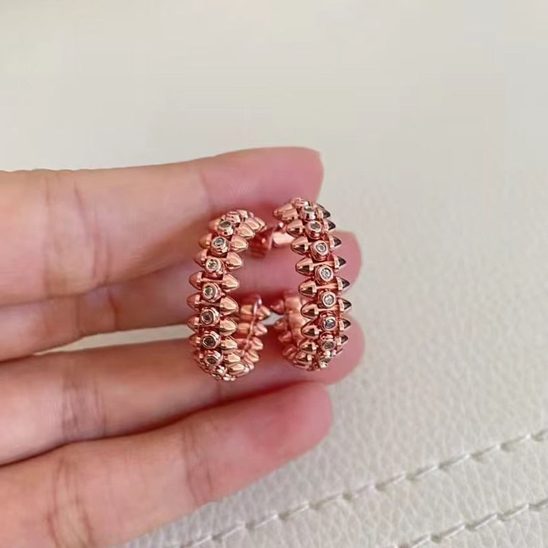 European Luxury Ladies Jewelry Label Rivet Rose Gold Bracelet Party Fashion Classic Jewelry Small earrings