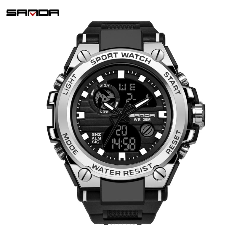 G Style Men Digital Watch Shock Military Sports Watches Fashion Waterproof Electronic Wristwatch Mens Relogios Silver Black